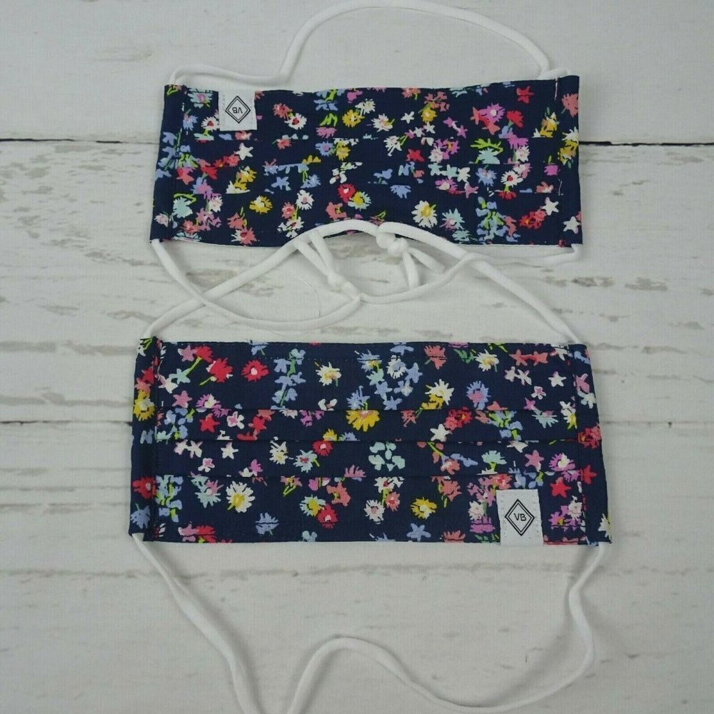💰3/$25 Vera Bradley 2-Pack Pleated Cloth Face Masks Scattered Wildflowers